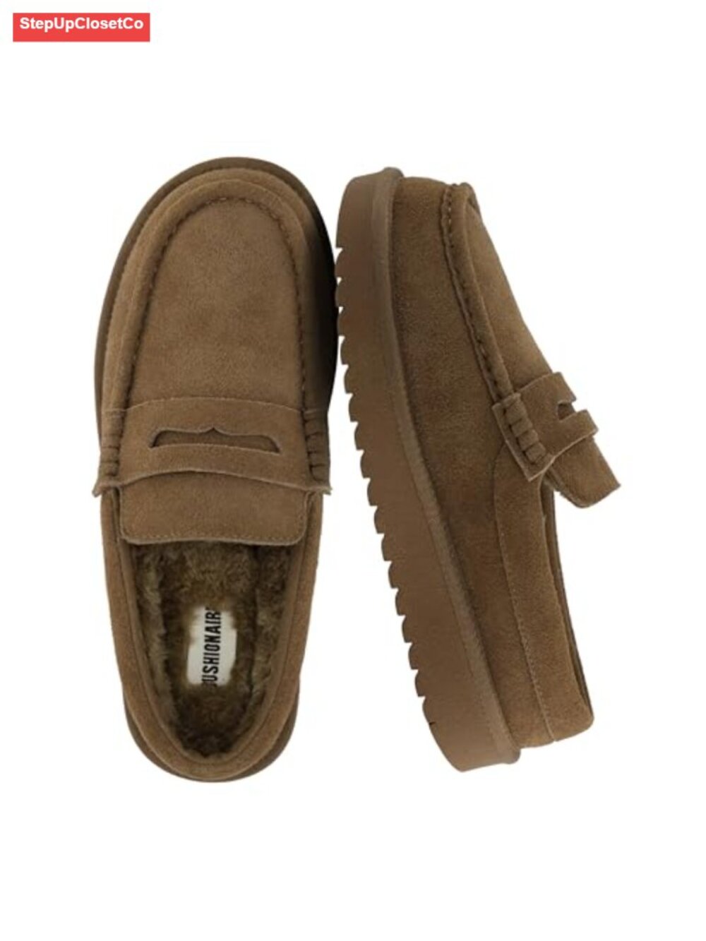 Genuine Suede Clogs for Women Slip-On Mule Cozy Faux Fur Lined